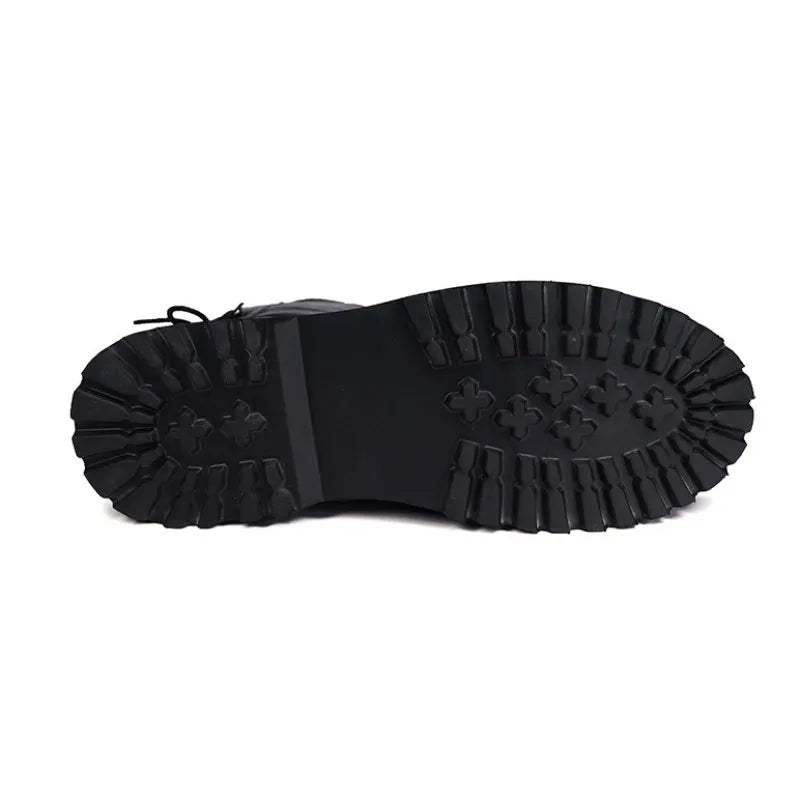 Bota Masculina Plataforma Grossa Cano Médio Estilo Gótico com Zíper Lateral – (Promoção de Inverno 2025)