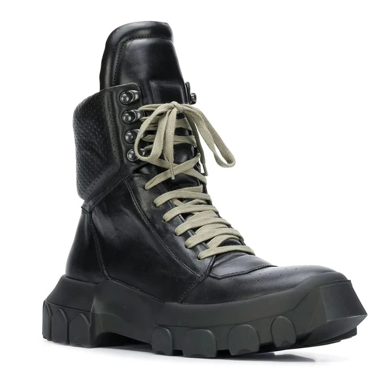 Bota Masculina Tática Plataforma Cano Curto Monocromática com Cadarço – (Promoção de Inverno 2025)