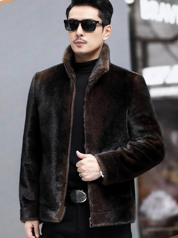 Casaco Masculino Luxuoso com Gola Alta Dupla Face Elegância e Conforto – (Promoção de Inverno 2025)