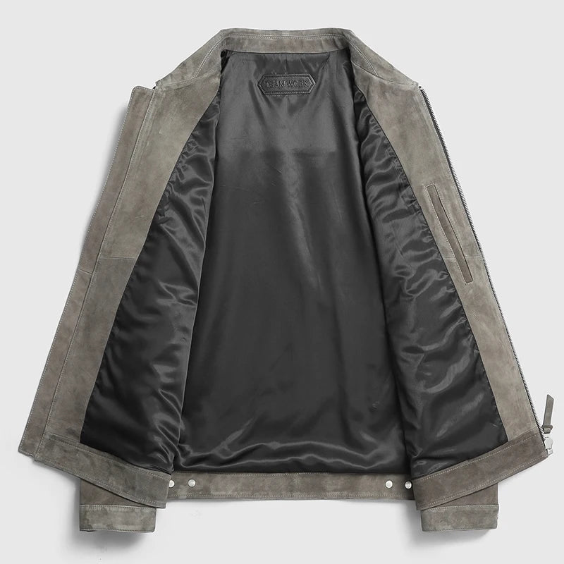 Jaqueta Masculina de Camurça Luxuosa com Lapela Slim ( PROMOÇÃO DE INVERNO )