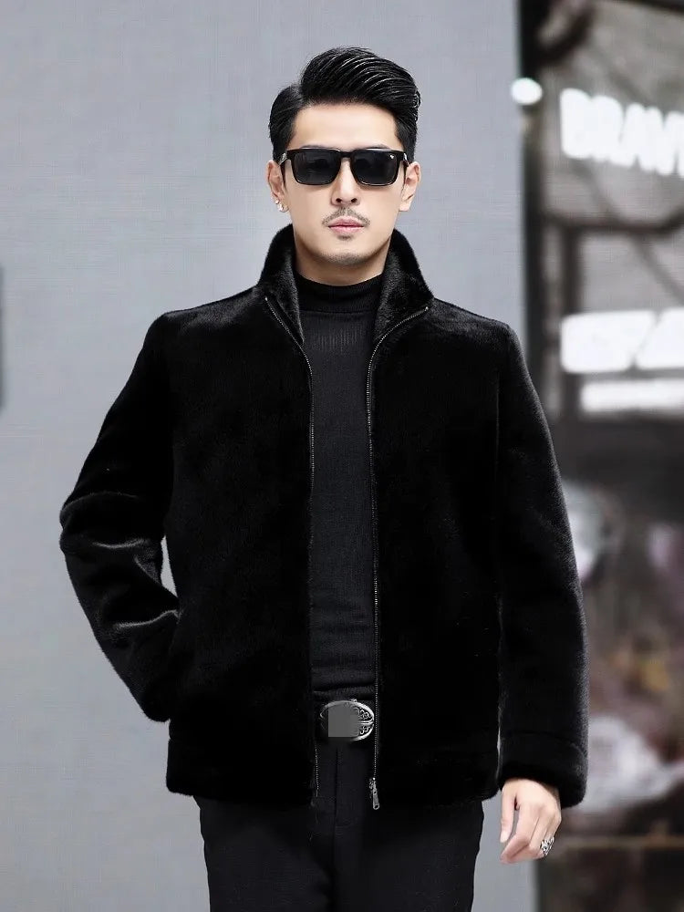 Casaco Masculino Luxuoso com Gola Alta Dupla Face Elegância e Conforto – (Promoção de Inverno 2025)