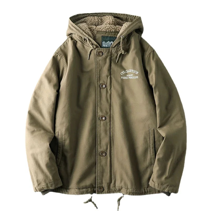 Jaqueta Parka Masculina com Capuz Forro de Lã Revestimento Acolchoado – (Promoção de Inverno 2025)