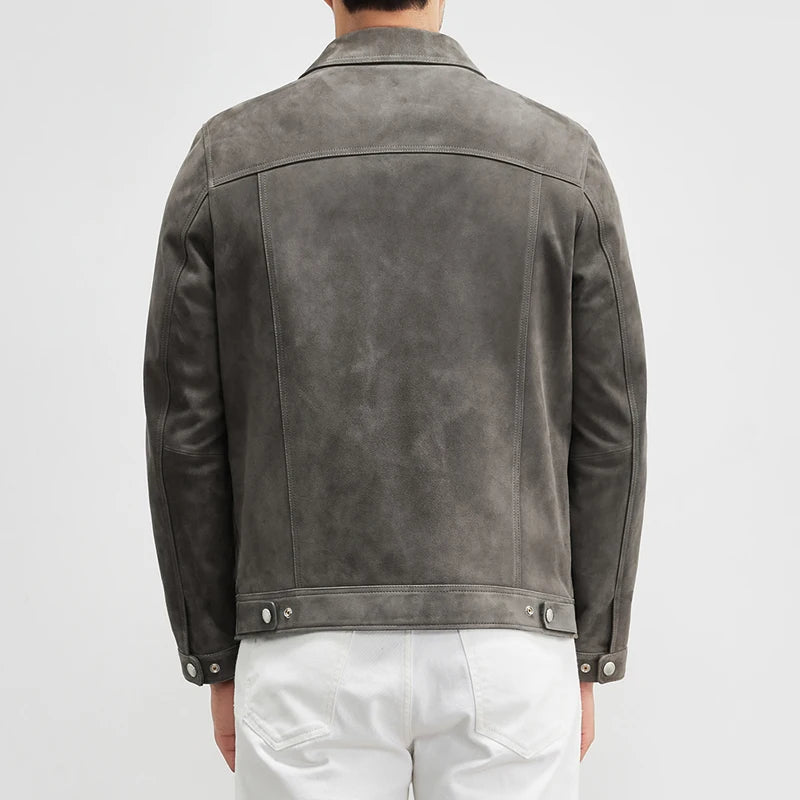 Jaqueta Masculina de Camurça Luxuosa com Lapela Slim ( PROMOÇÃO DE INVERNO )