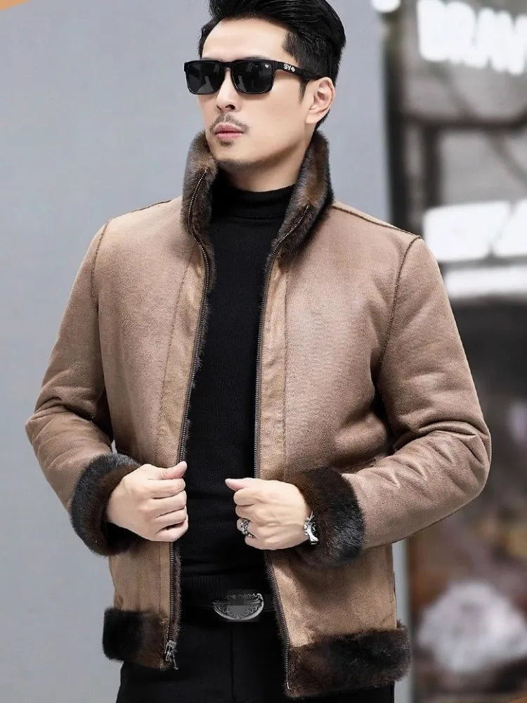 Casaco Masculino Luxuoso com Gola Alta Dupla Face Elegância e Conforto – (Promoção de Inverno 2025)