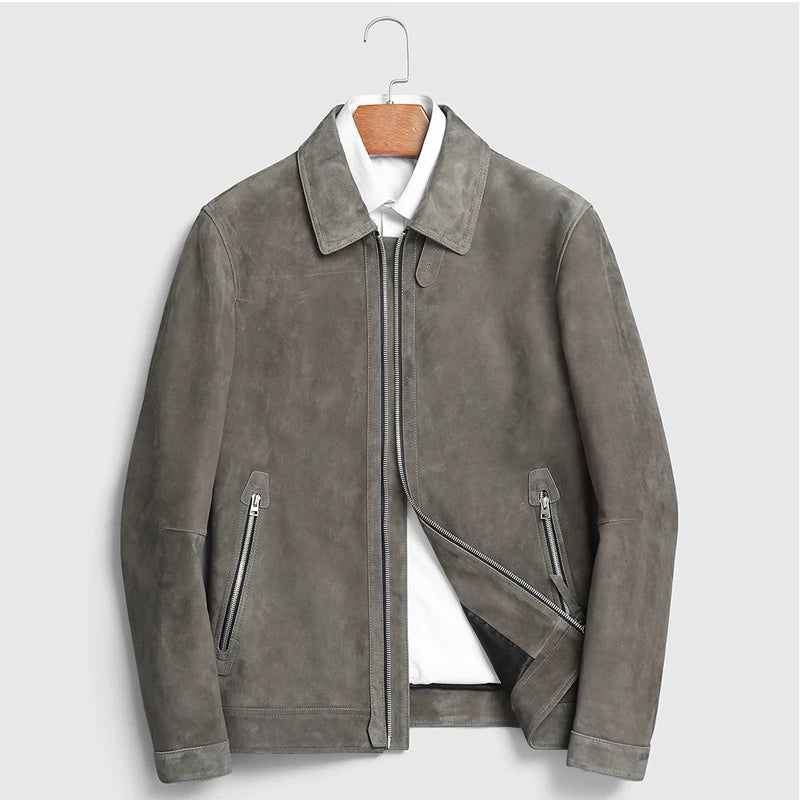 Jaqueta Masculina de Camurça Luxuosa com Lapela Slim ( PROMOÇÃO DE INVERNO )
