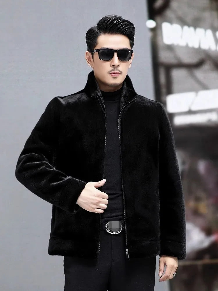 Casaco Masculino Luxuoso com Gola Alta Dupla Face Elegância e Conforto – (Promoção de Inverno 2025)