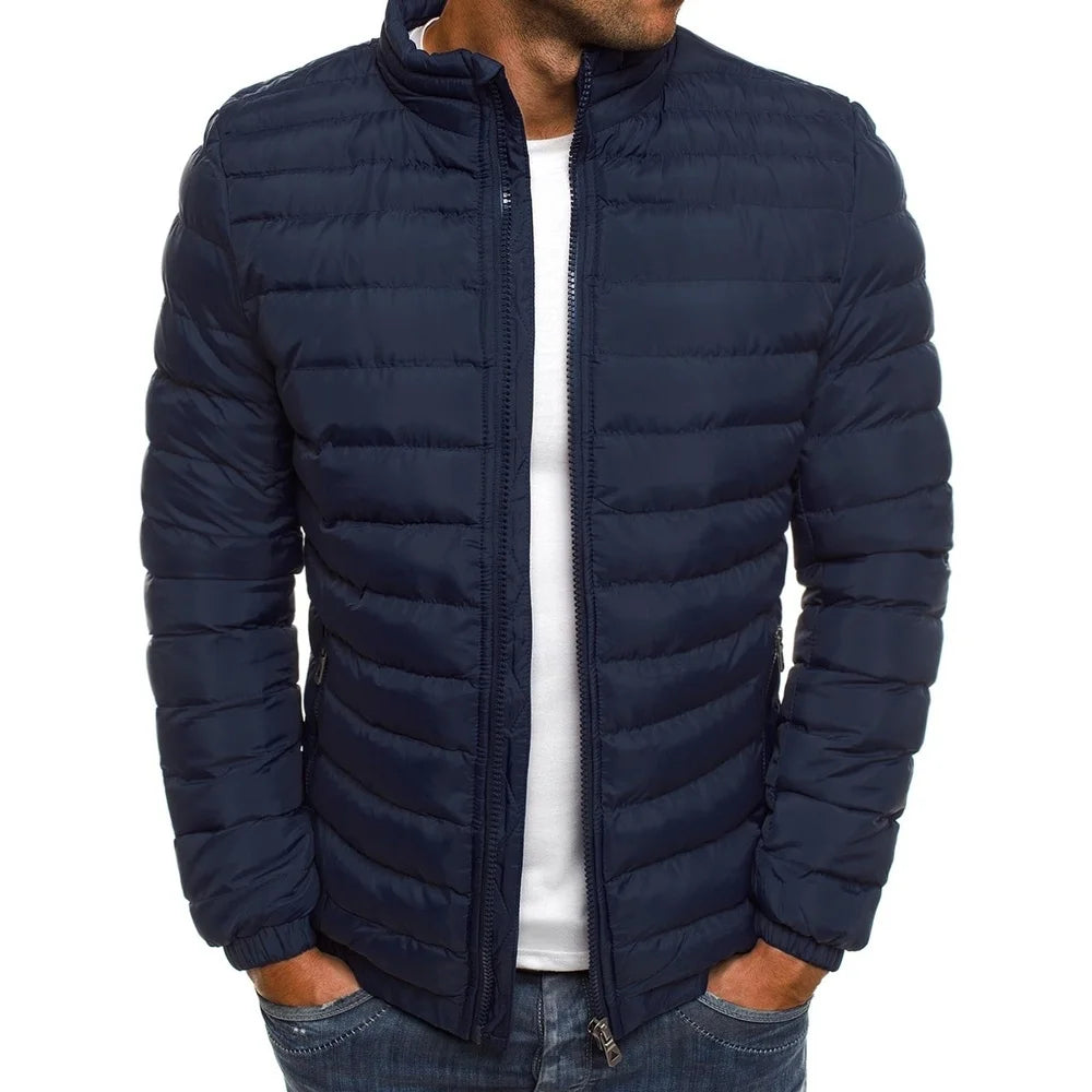 Jaqueta Parka Masculina Leve com Gola Alta Estilo Slim Forro Quente – (Promoção de Inverno 2025)