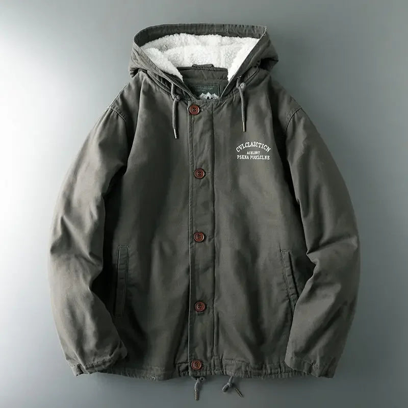 Jaqueta Parka Masculina com Capuz Forro de Lã Revestimento Acolchoado – (Promoção de Inverno 2025)