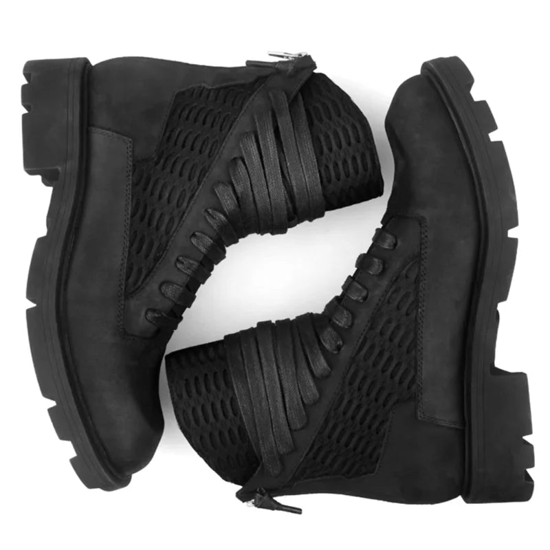 Bota Masculina Cadarço Impermeável Cano Curto Estilo Motociclista – (Promoção de Inverno 2025)
