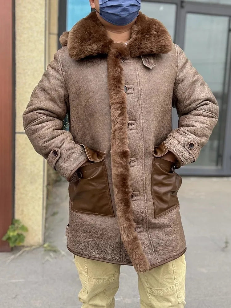 Casaco Masculino Longo com Forro de Lã e Capuz Estilo Clássico – (Promoção de Inverno 2025)