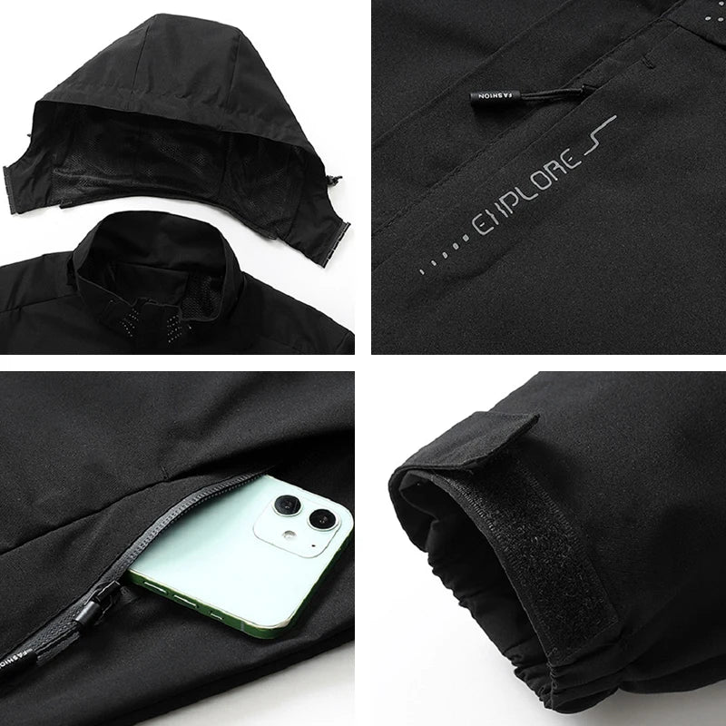 Jaqueta Masculina Tática Impermeável Corta-Vento com Capuz Removível – (Promoção de Inverno 2025)