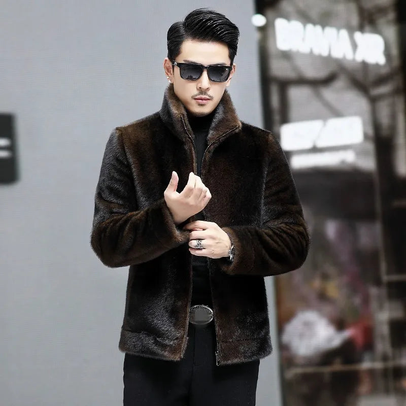 Casaco Masculino Luxuoso com Gola Alta Dupla Face Elegância e Conforto – (Promoção de Inverno 2025)
