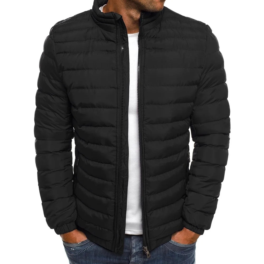 Jaqueta Parka Masculina Leve com Gola Alta Estilo Slim Forro Quente – (Promoção de Inverno 2025)