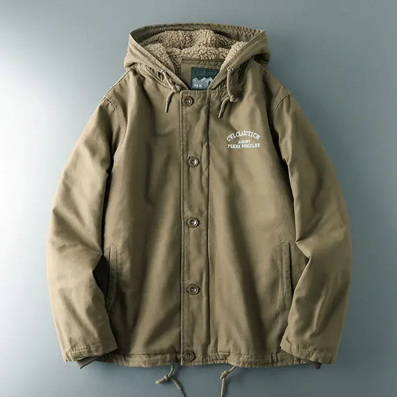 Jaqueta Parka Masculina com Capuz Forro de Lã Revestimento Acolchoado – (Promoção de Inverno 2025)