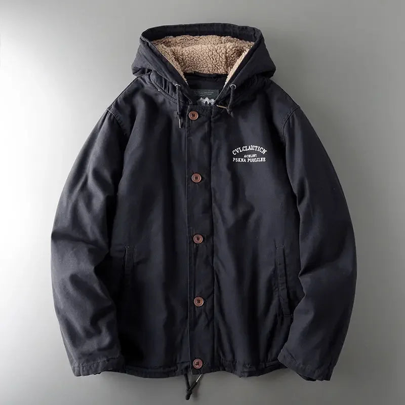 Jaqueta Parka Masculina com Capuz Forro de Lã Revestimento Acolchoado – (Promoção de Inverno 2025)