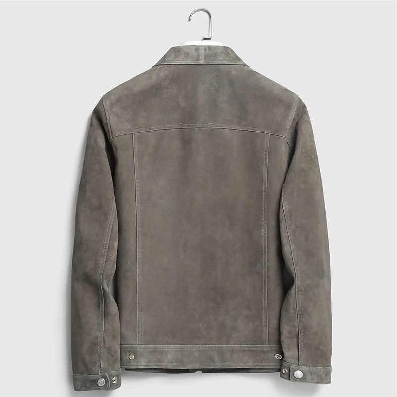 Jaqueta Masculina de Camurça Luxuosa com Lapela Slim ( PROMOÇÃO DE INVERNO )