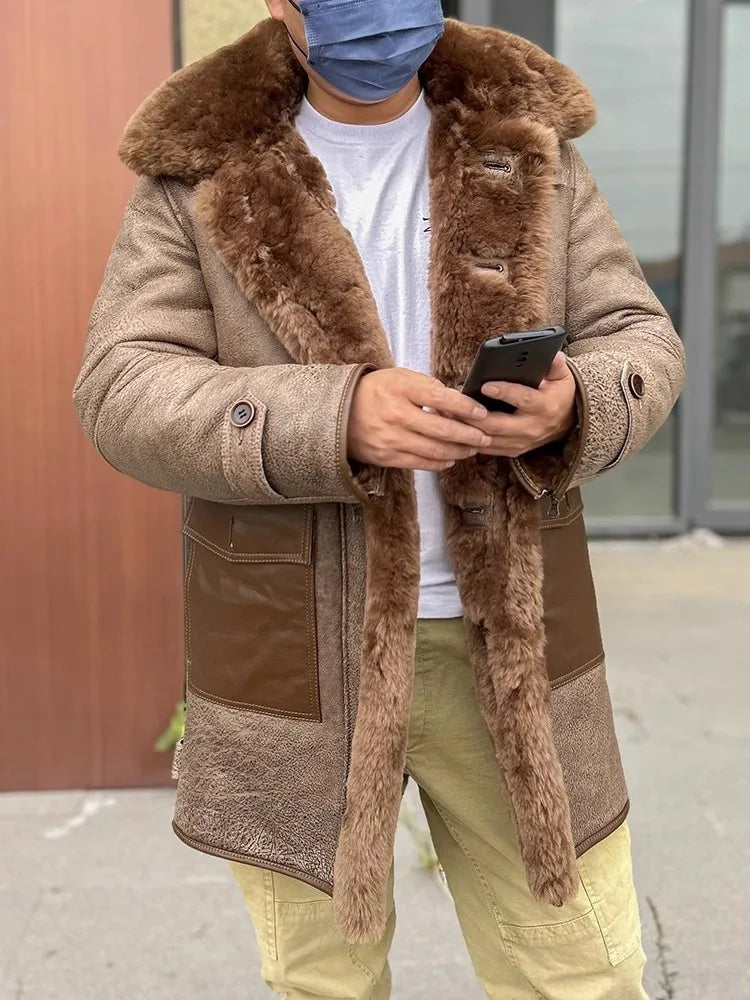 Casaco Masculino Longo com Forro de Lã e Capuz Estilo Clássico – (Promoção de Inverno 2025)