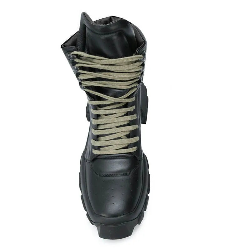 Bota Masculina Tática Plataforma Cano Curto Monocromática com Cadarço – (Promoção de Inverno 2025)
