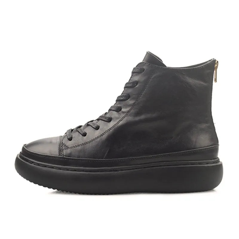 Bota Masculina Plataforma Cano Alto com Zíper Estilo Punk – (Promoção de Inverno 2025)