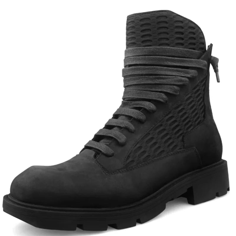 Bota Masculina Cadarço Impermeável Cano Curto Estilo Motociclista – (Promoção de Inverno 2025)