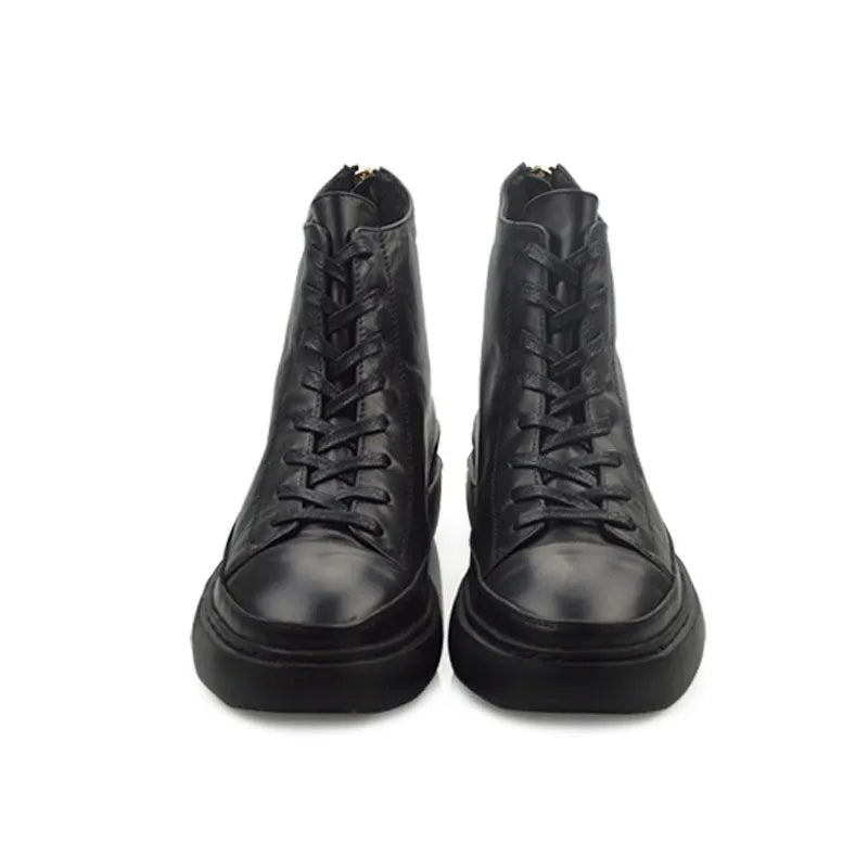 Bota Masculina Plataforma Cano Alto com Zíper Estilo Punk – (Promoção de Inverno 2025)