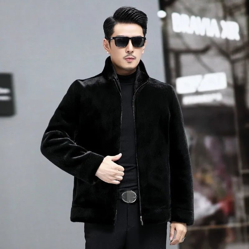 Casaco Masculino Luxuoso com Gola Alta Dupla Face Elegância e Conforto – (Promoção de Inverno 2025)