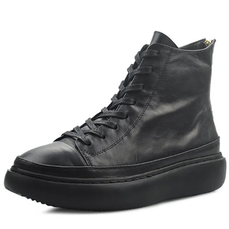 Bota Masculina Plataforma Cano Alto com Zíper Estilo Punk – (Promoção de Inverno 2025)