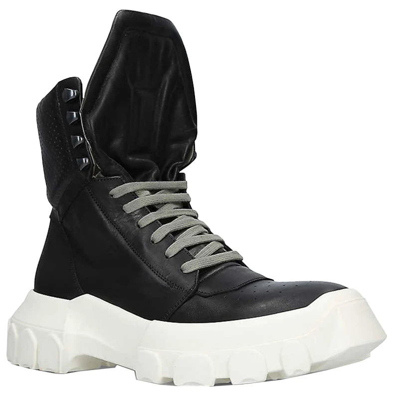 Bota Masculina Tática Plataforma Cano Curto Monocromática com Cadarço – (Promoção de Inverno 2025)