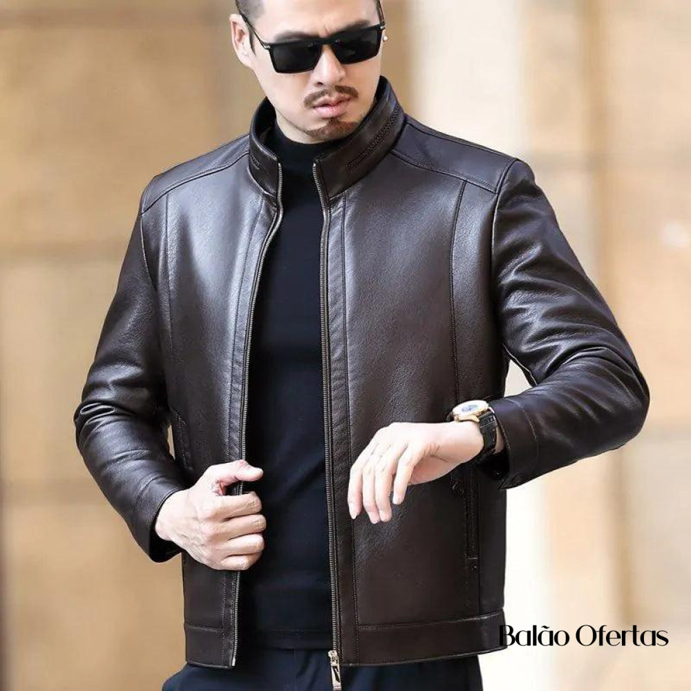 Jaqueta de Couro Masculina Europa ( PROMOÇÃO DE INVERNO )