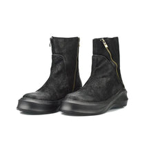 Bota Masculina Casual Plataforma com Zíper e Bico Redondo Estilo Vintage – (Promoção de Inverno 2025)