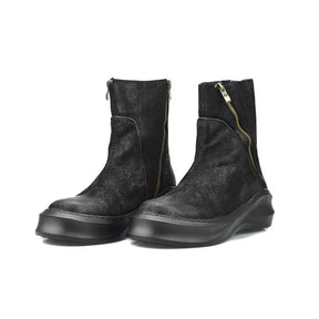 Bota Masculina Casual Plataforma com Zíper e Bico Redondo Estilo Vintage – (Promoção de Inverno 2025)