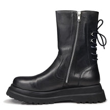 Bota Masculina Plataforma Grossa Cano Médio Estilo Gótico com Zíper Lateral – (Promoção de Inverno 2025)