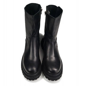Bota Masculina Plataforma Grossa Cano Médio Estilo Gótico com Zíper Lateral – (Promoção de Inverno 2025)