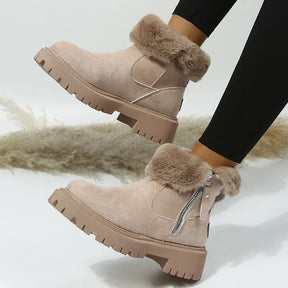 Bota Feminina de Camurça Sintética com Forro Peluciado Plataforma Solado Antiderrapante – (Promoção de Inverno 2025)