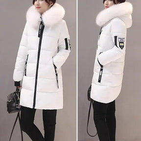 Casaco Feminino Longo Acolchoado com Capuz Bolsos com Zíper – (Promoção de Inverno 2025)