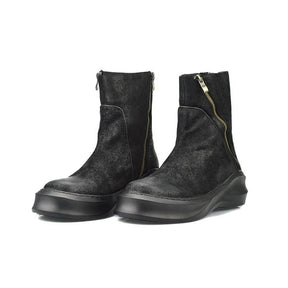 Bota Masculina Casual Plataforma com Zíper e Bico Redondo Estilo Vintage – (Promoção de Inverno 2025)